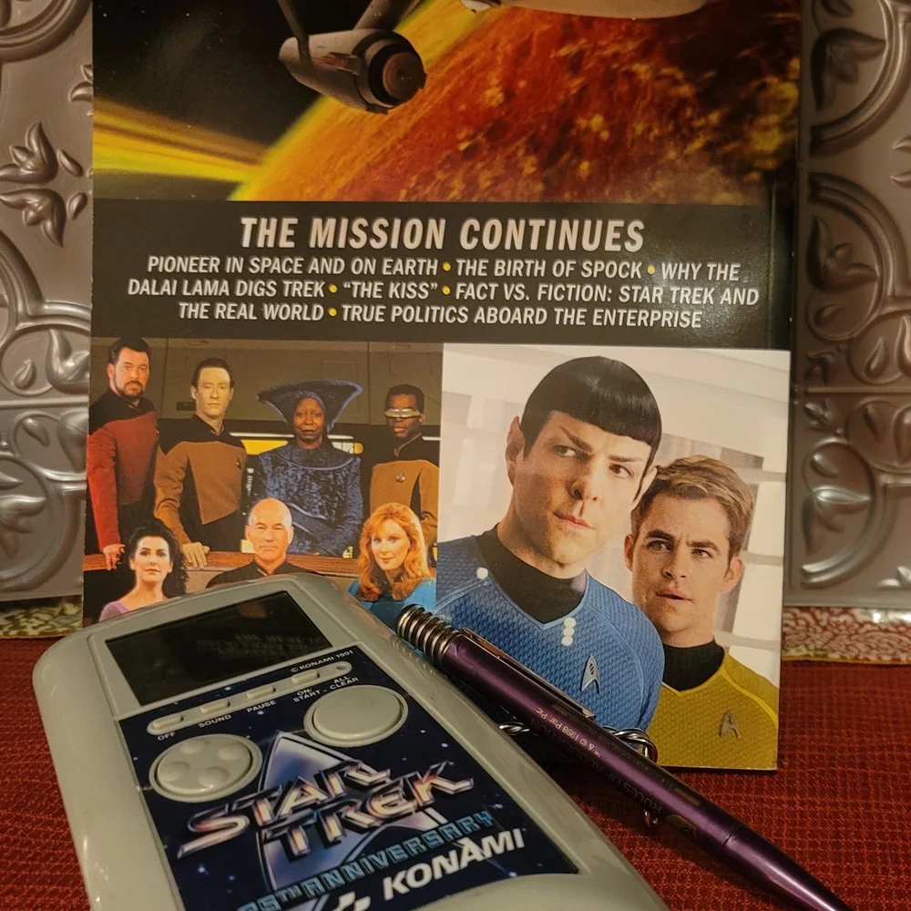 STAR TREK 50y SPECIAL EDITION MAGAZINE, VINTAGE 1991 HAND HELD GAME &FERENGI PEN